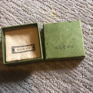 Gucci jewelry box with pouch 3” x 3” x 1.5” pouch like new box top scuffs